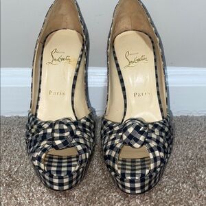 Christian Louboutin Women's Checkered Peep-Toe Heels